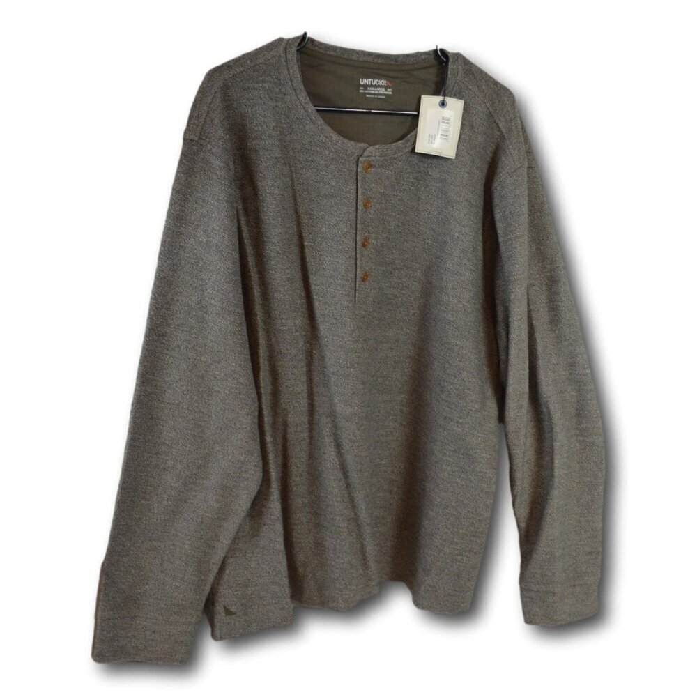 UNTUCKit Charcoal Grey Henley Long Sleeve Shirt 3XL – NWT